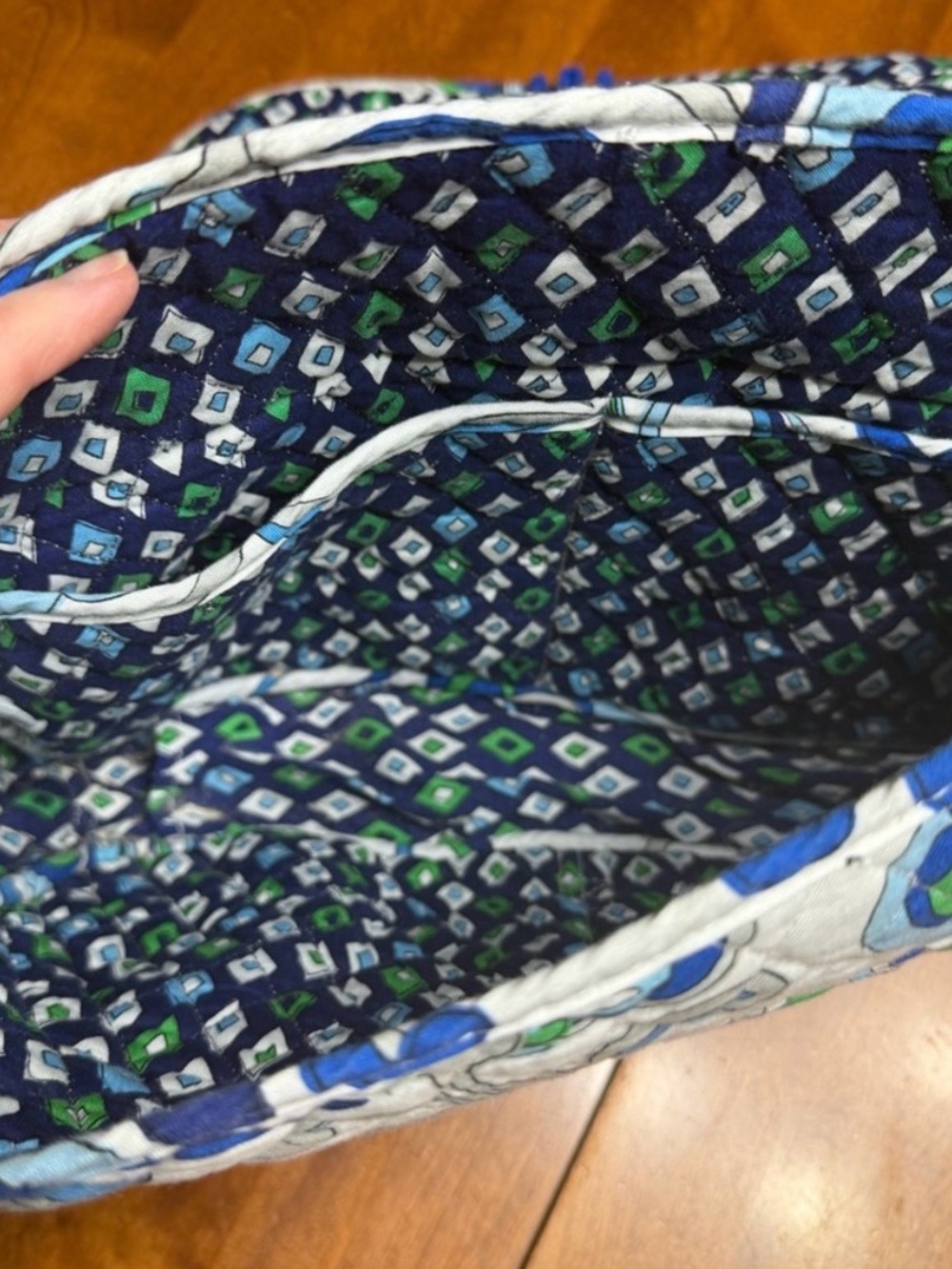 Vera Bradley Mediterranean Messenger Bag /Large Purse Laptop Blue White Floral - Picture 9 of 16